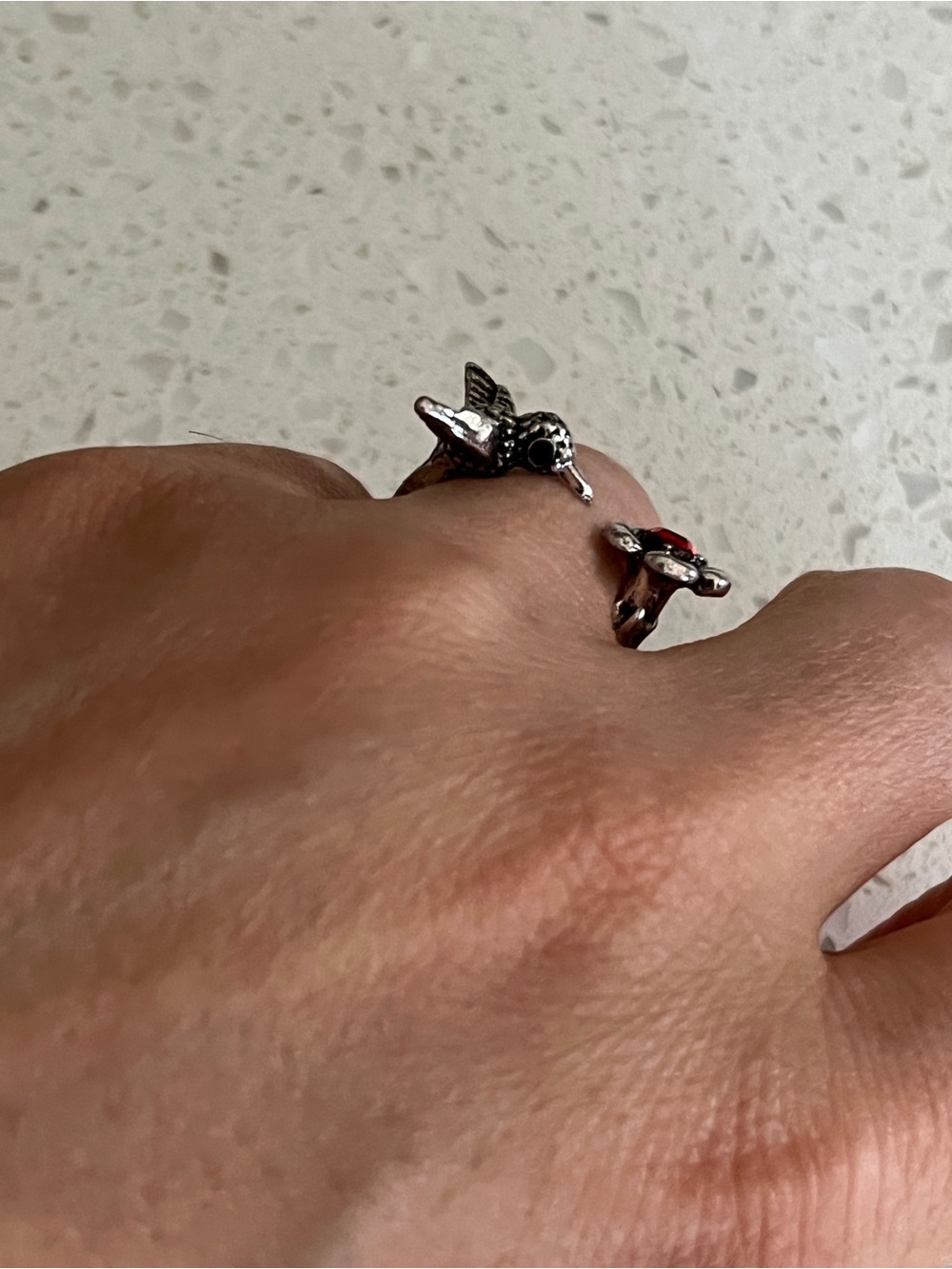 Green Stone Adjustable Hummingbird Rings - Picture 6 of 9